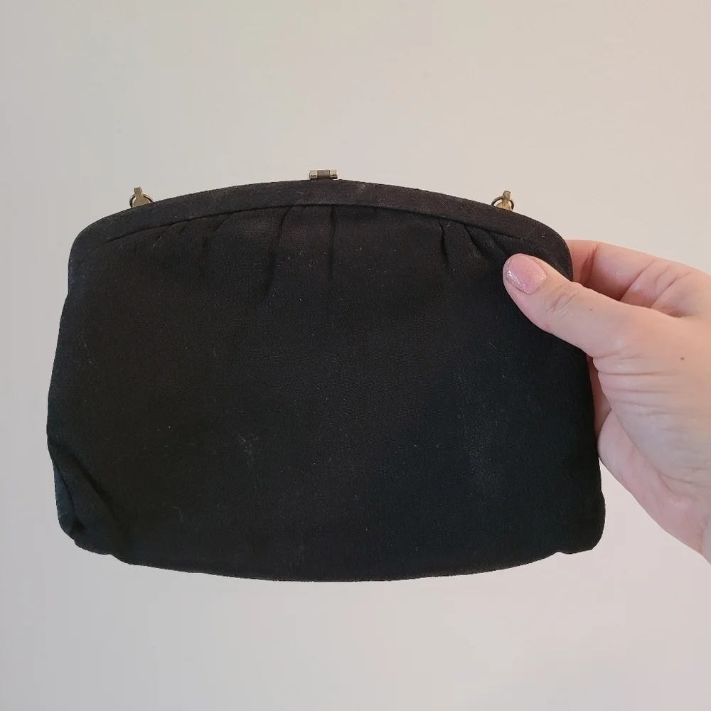 Vintage Evening Bag Black Formal Party Handbag Convertible Clutch - Picture 6 of 7